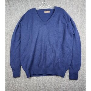 Thane V-Neck Sweater Mens XL Blue 100% Scottish Lambswool Vintage Made in USA